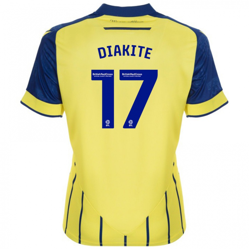 Kinder Ousmane Diakité #17 Gelb Blau Auswärtstrikot Trikot 2024/25 T-Shirt Österreich