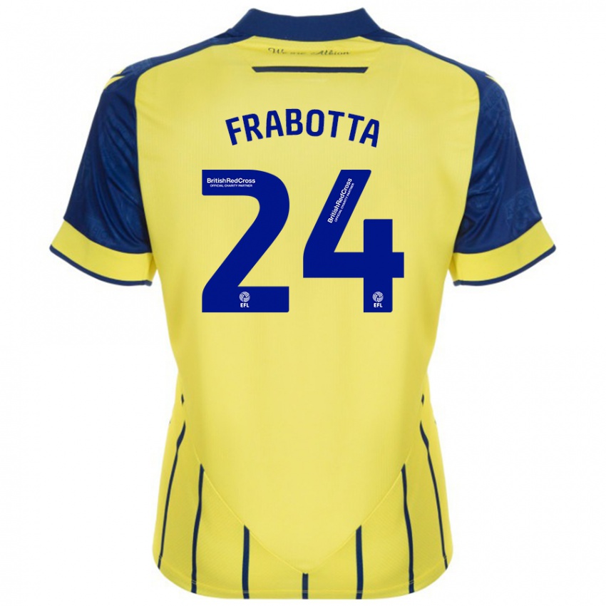 Kinder Gianluca Frabotta #24 Gelb Blau Auswärtstrikot Trikot 2024/25 T-Shirt Österreich