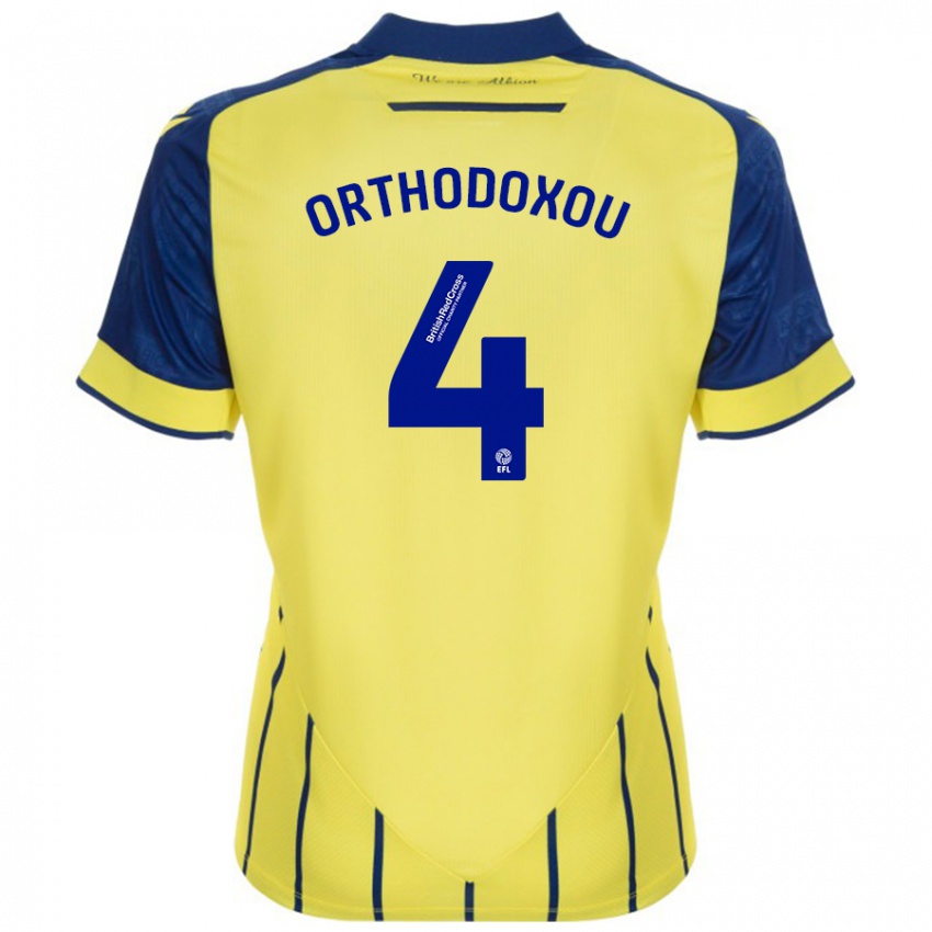 Kinder Francesca Orthodoxou #4 Gelb Blau Auswärtstrikot Trikot 2024/25 T-Shirt Österreich