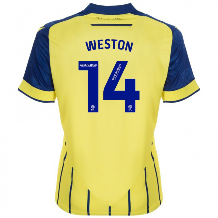 Kinder Steph Weston #14 Gelb Blau Auswärtstrikot Trikot 2024/25 T-Shirt Österreich