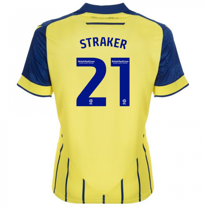 Kinder Jannelle Straker #21 Gelb Blau Auswärtstrikot Trikot 2024/25 T-Shirt Österreich