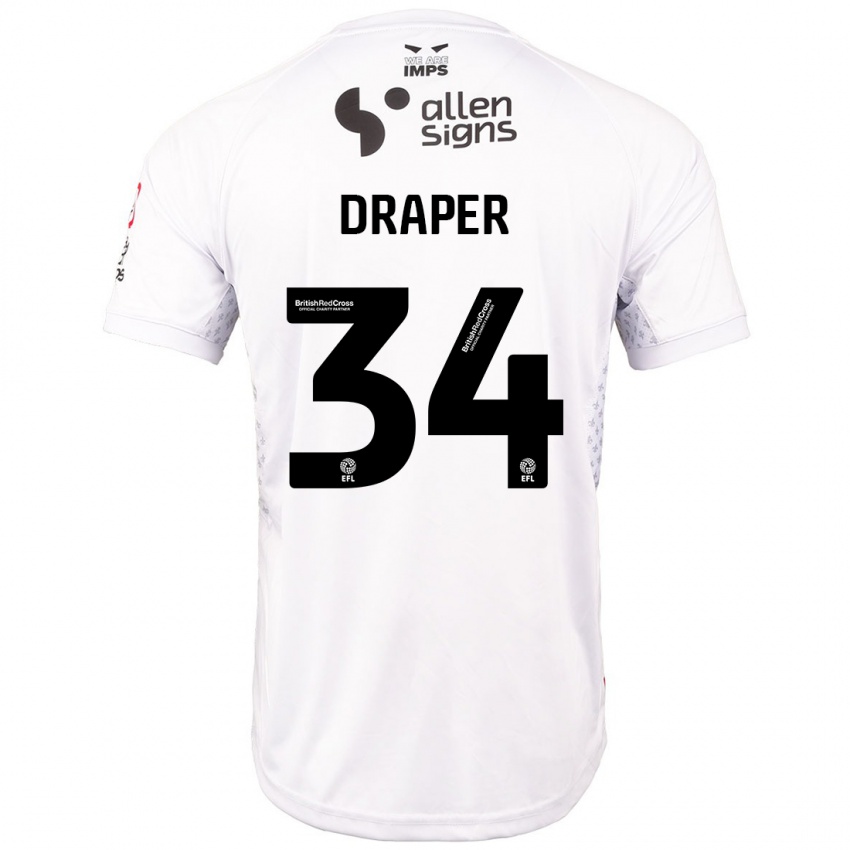 Kinder Freddie Draper #34 Rot Weiß Auswärtstrikot Trikot 2024/25 T-Shirt Österreich