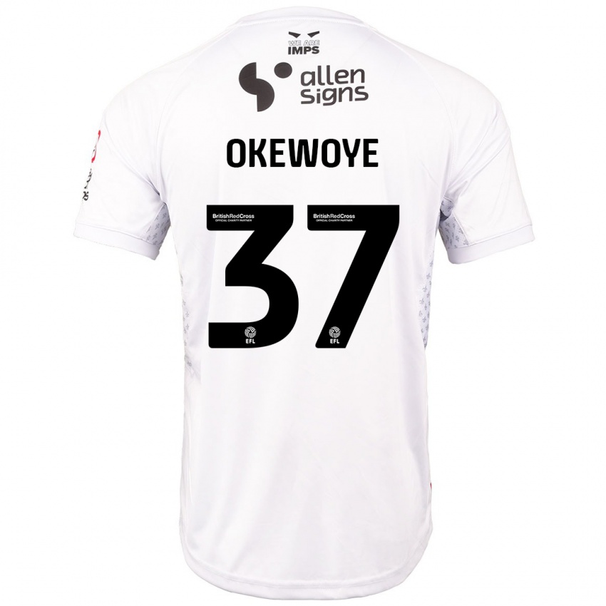 Kinder Gbolahan Okewoye #37 Rot Weiß Auswärtstrikot Trikot 2024/25 T-Shirt Österreich