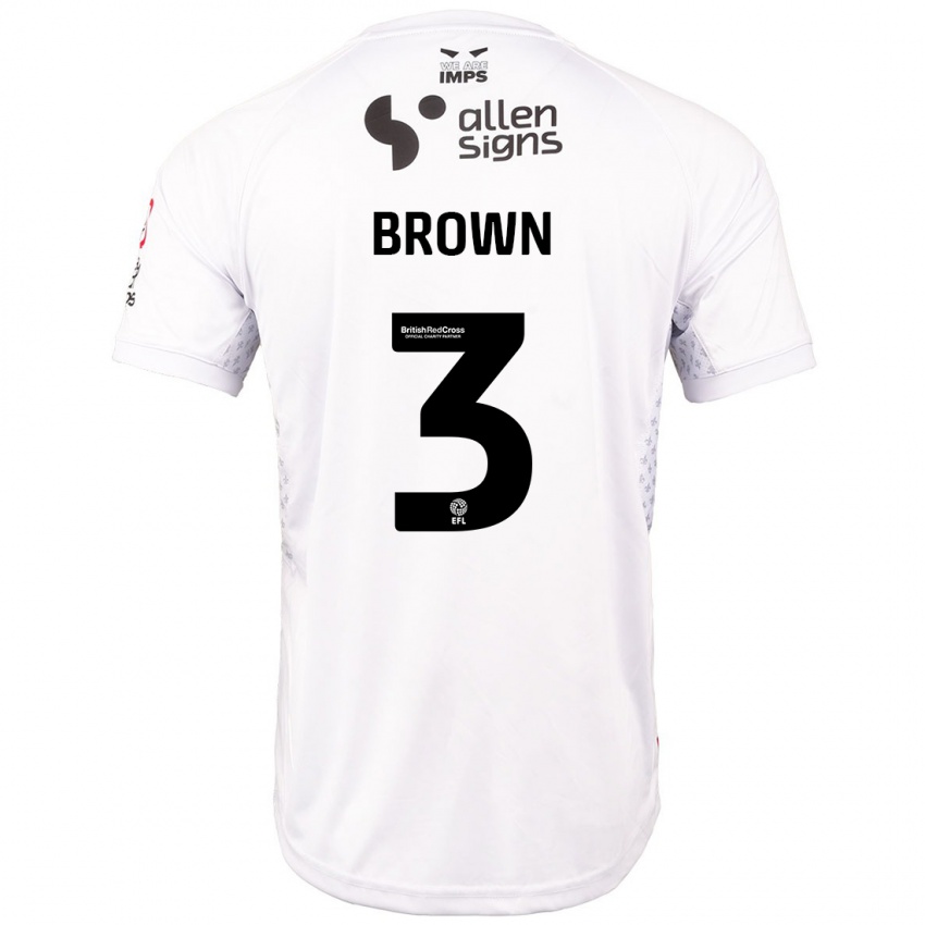 Kinder Jaden Brown #3 Rot Weiß Auswärtstrikot Trikot 2024/25 T-Shirt Österreich