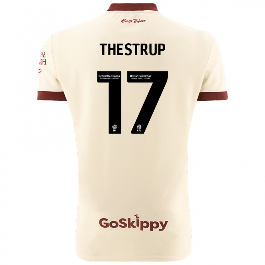 Kinder Amalie Thestrup #17 Cremeweiß Auswärtstrikot Trikot 2024/25 T-Shirt Österreich