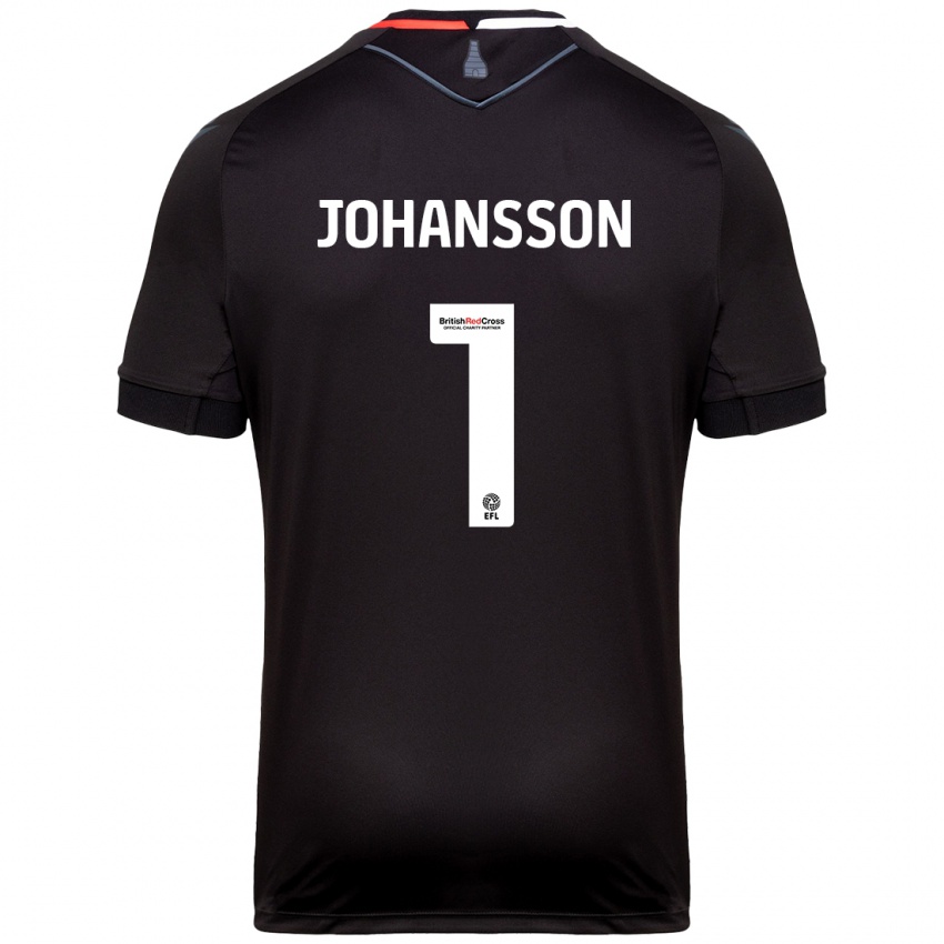 Kinder Viktor Johansson #1 Schwarz Auswärtstrikot Trikot 2024/25 T-Shirt Österreich