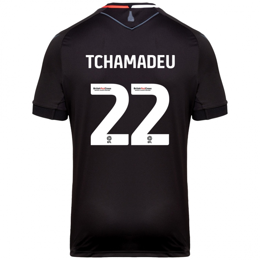 Kinder Junior Tchamadeu #22 Schwarz Auswärtstrikot Trikot 2024/25 T-Shirt Österreich