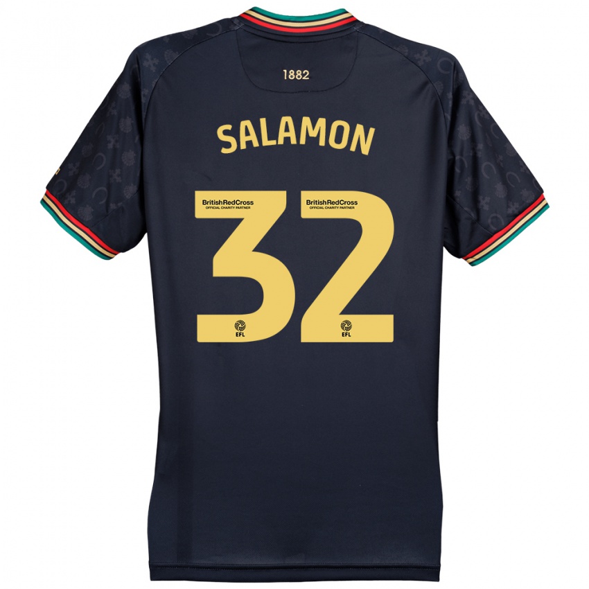 Kinder Matteo Salamon #32 Dunkelmarineblau Auswärtstrikot Trikot 2024/25 T-Shirt Österreich