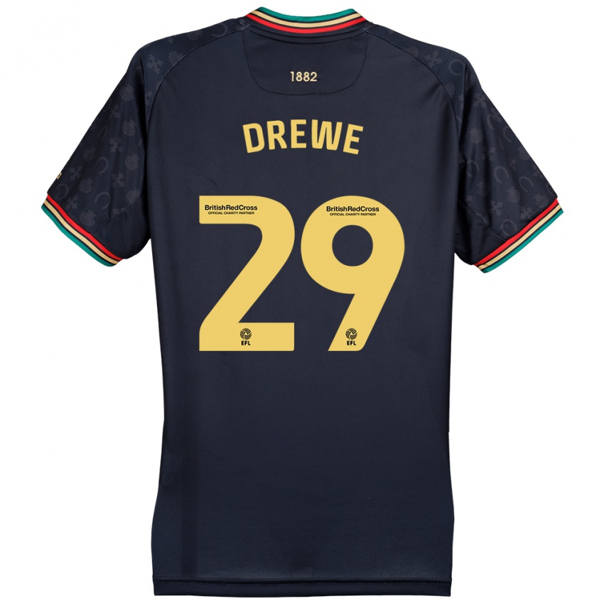 Kinder Aaron Drewe #29 Dunkelmarineblau Auswärtstrikot Trikot 2024/25 T-Shirt Österreich