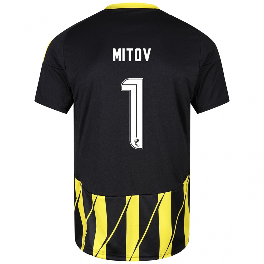 Kinder Dimitar Mitov #1 Schwarz Gelb Auswärtstrikot Trikot 2024/25 T-Shirt Österreich