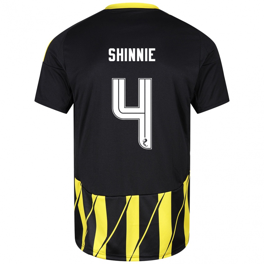 Kinder Graeme Shinnie #4 Schwarz Gelb Auswärtstrikot Trikot 2024/25 T-Shirt Österreich