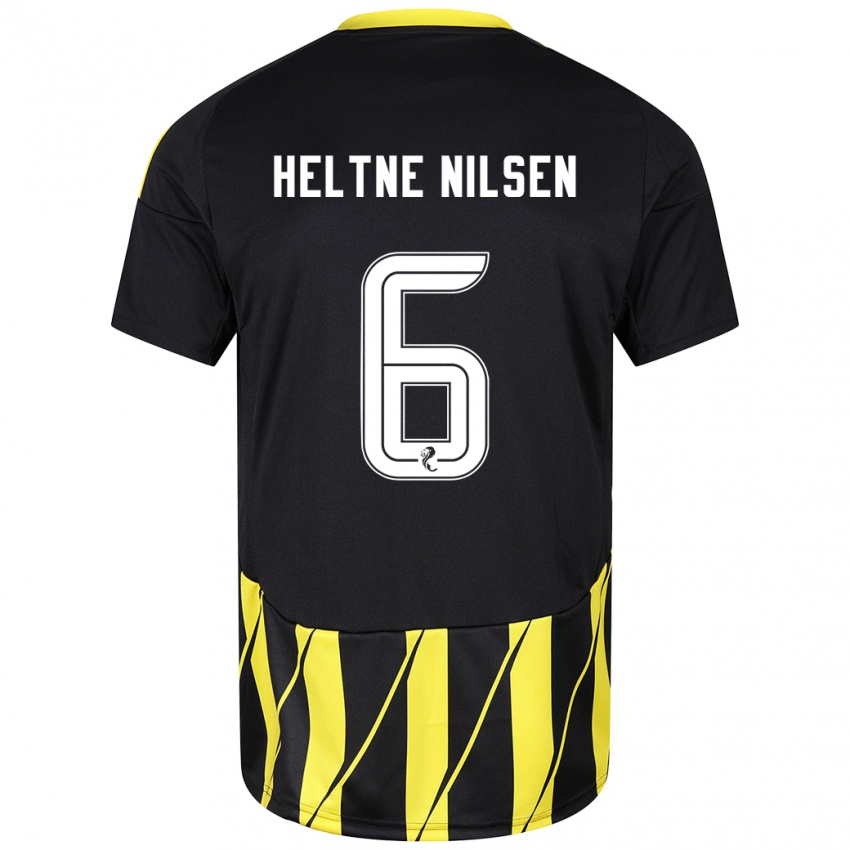 Kinder Sivert Heltne Nilsen #6 Schwarz Gelb Auswärtstrikot Trikot 2024/25 T-Shirt Österreich