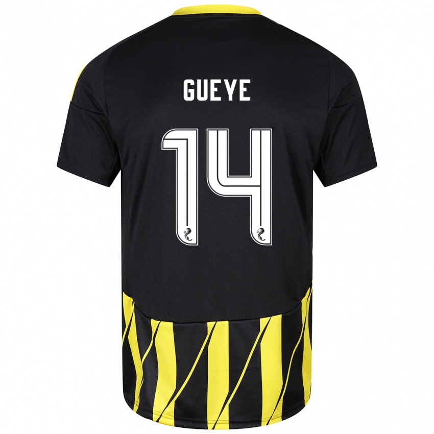 Kinder Pape Habib Gueye #14 Schwarz Gelb Auswärtstrikot Trikot 2024/25 T-Shirt Österreich