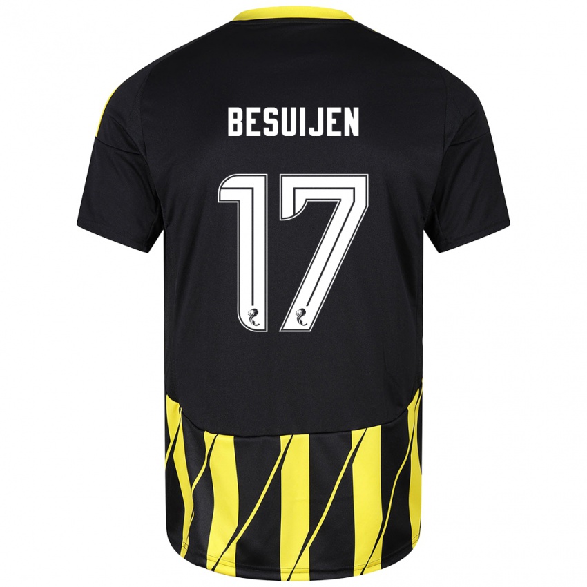 Kinder Vicente Besuijen #17 Schwarz Gelb Auswärtstrikot Trikot 2024/25 T-Shirt Österreich