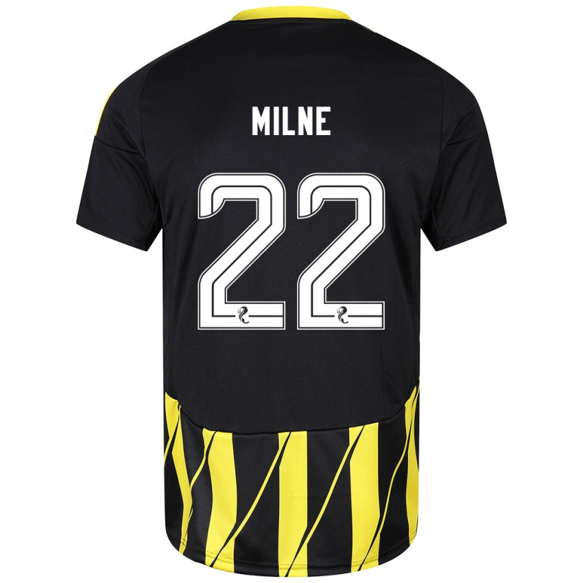 Kinder Jack Milne #22 Schwarz Gelb Auswärtstrikot Trikot 2024/25 T-Shirt Österreich