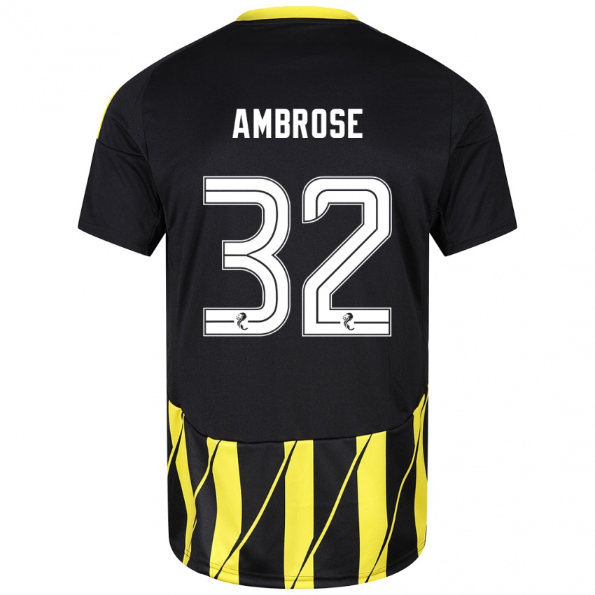 Kinder Peter Ambrose #32 Schwarz Gelb Auswärtstrikot Trikot 2024/25 T-Shirt Österreich