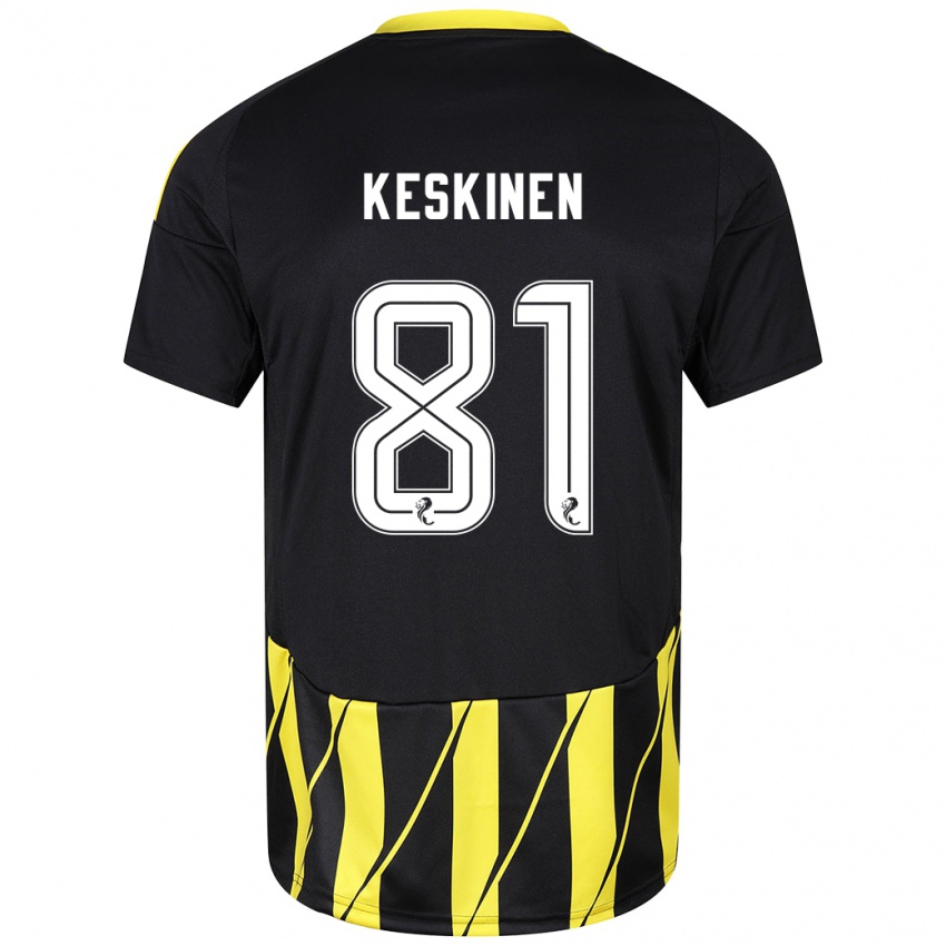 Kinder Topi Keskinen #81 Schwarz Gelb Auswärtstrikot Trikot 2024/25 T-Shirt Österreich