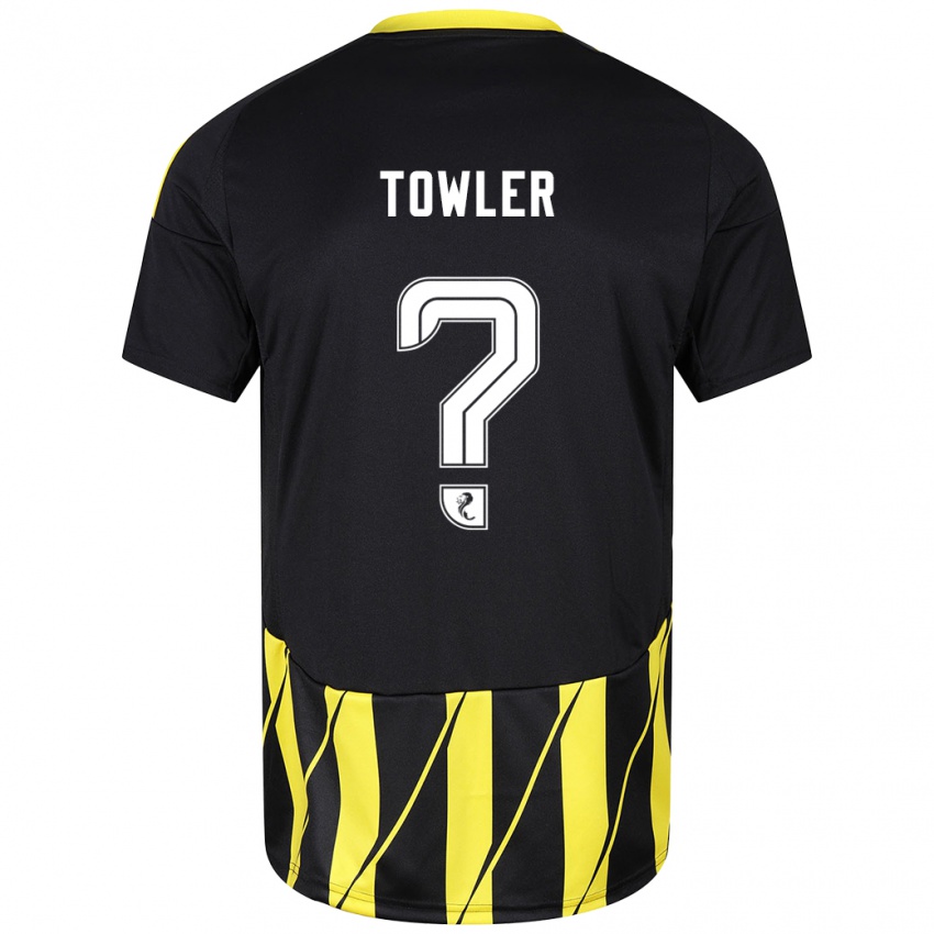 Kinder Evan Towler #0 Schwarz Gelb Auswärtstrikot Trikot 2024/25 T-Shirt Österreich