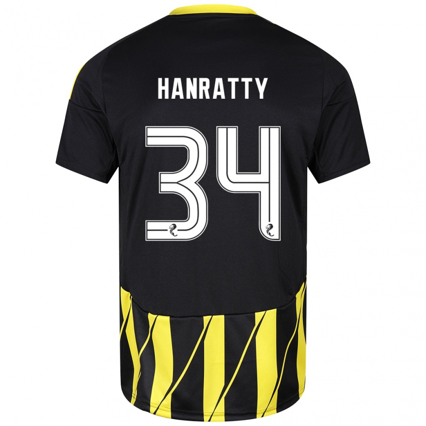 Kinder Kevin Hanratty #34 Schwarz Gelb Auswärtstrikot Trikot 2024/25 T-Shirt Österreich