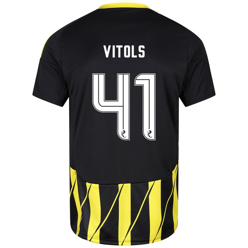 Kinder Rodrigo Vitols #41 Schwarz Gelb Auswärtstrikot Trikot 2024/25 T-Shirt Österreich