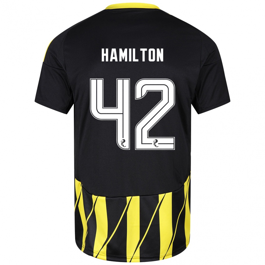 Kinder Brendan Hamilton #42 Schwarz Gelb Auswärtstrikot Trikot 2024/25 T-Shirt Österreich