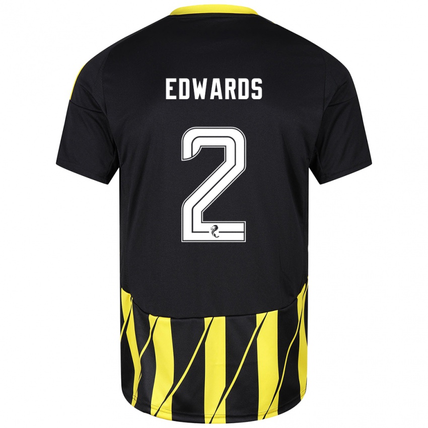 Kinder Lois Edwards #2 Schwarz Gelb Auswärtstrikot Trikot 2024/25 T-Shirt Österreich