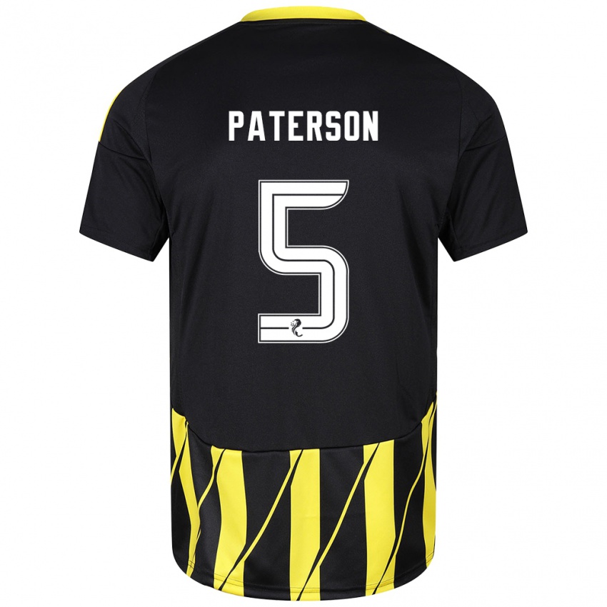 Kinder Donna Paterson #5 Schwarz Gelb Auswärtstrikot Trikot 2024/25 T-Shirt Österreich