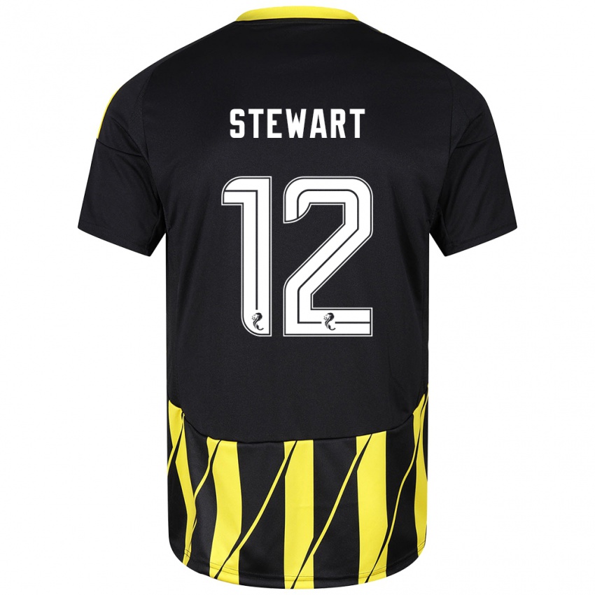 Kinder Hannah Stewart #12 Schwarz Gelb Auswärtstrikot Trikot 2024/25 T-Shirt Österreich