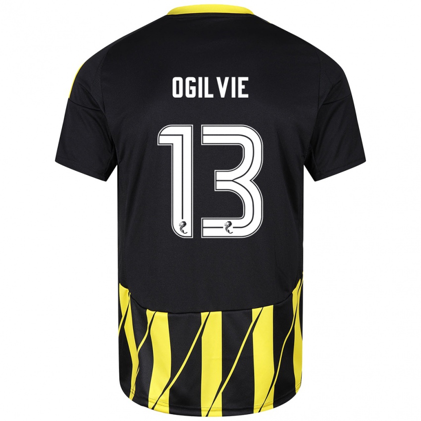 Kinder Francesca Ogilvie #13 Schwarz Gelb Auswärtstrikot Trikot 2024/25 T-Shirt Österreich