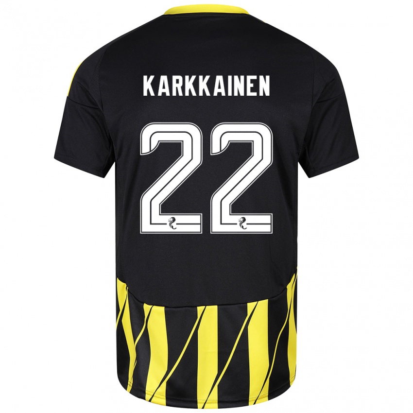 Kinder Elena Kärkkäinen #22 Schwarz Gelb Auswärtstrikot Trikot 2024/25 T-Shirt Österreich