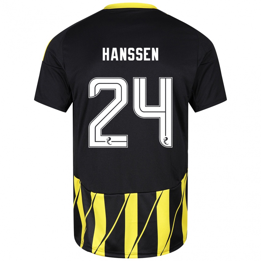 Kinder Nadine Hanssen #24 Schwarz Gelb Auswärtstrikot Trikot 2024/25 T-Shirt Österreich