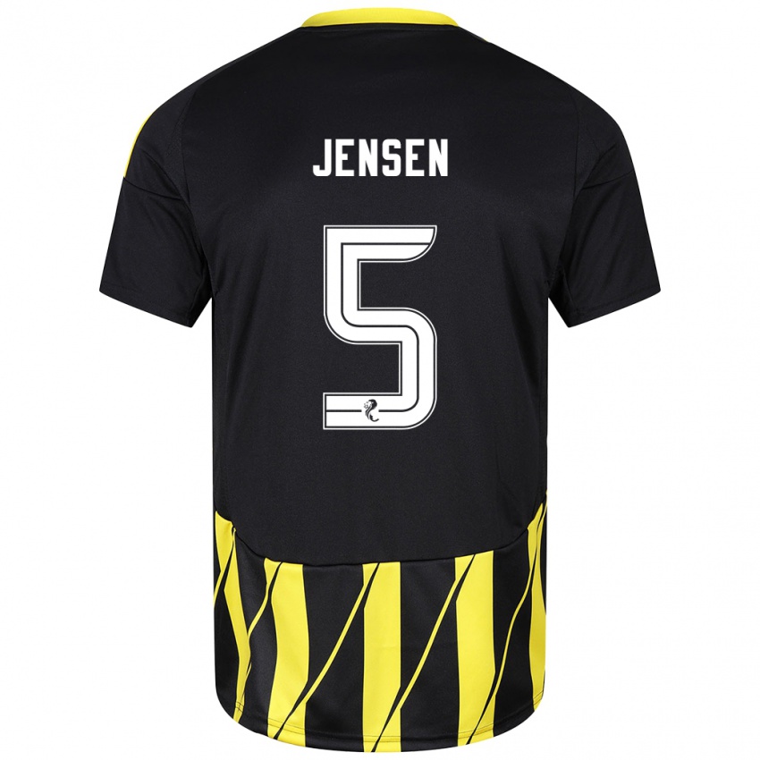 Kinder Richard Jensen #5 Schwarz Gelb Auswärtstrikot Trikot 2024/25 T-Shirt Österreich