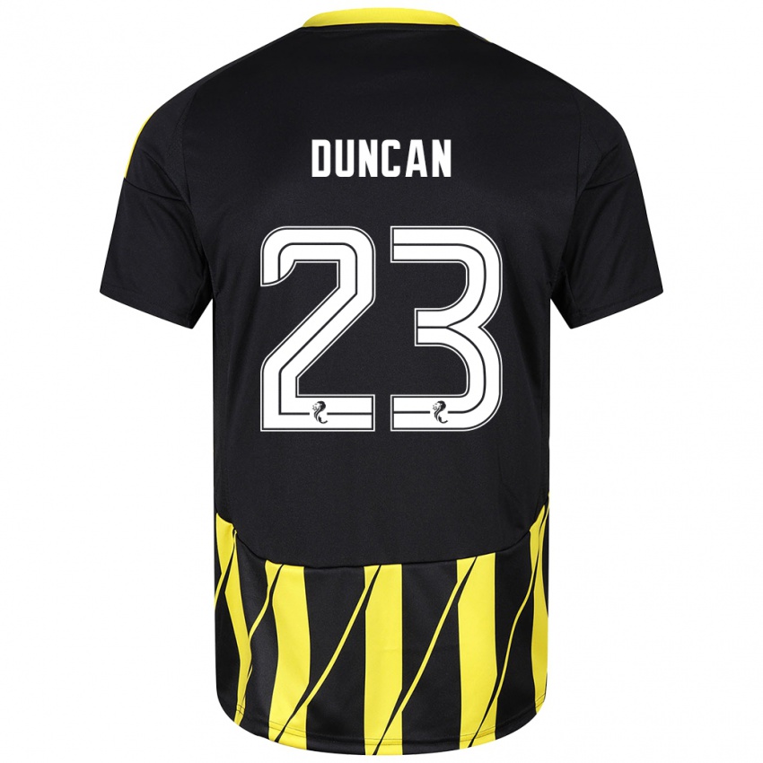 Kinder Ryan Duncan #23 Schwarz Gelb Auswärtstrikot Trikot 2024/25 T-Shirt Österreich