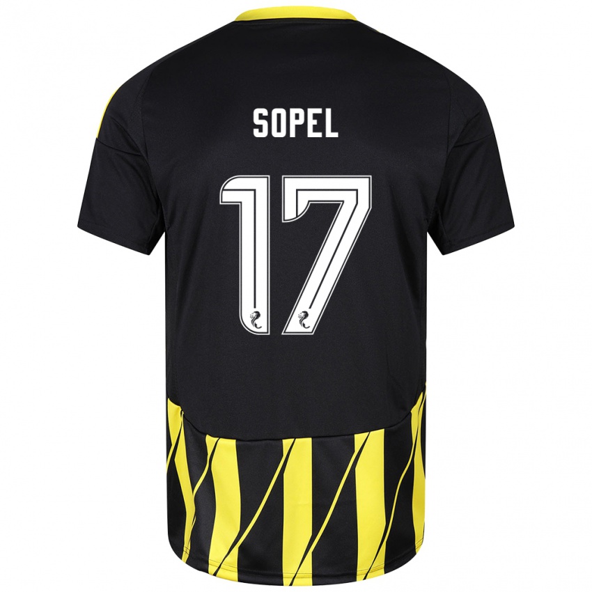 Kinder Nadia Sopel #17 Schwarz Gelb Auswärtstrikot Trikot 2024/25 T-Shirt Österreich