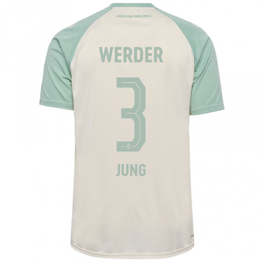 Kinder Anthony Jung #3 Cremeweiß Hellgrün Auswärtstrikot Trikot 2024/25 T-Shirt Österreich