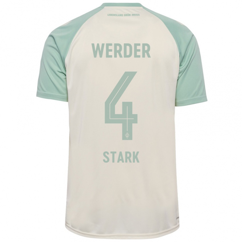 Kinder Niklas Stark #4 Cremeweiß Hellgrün Auswärtstrikot Trikot 2024/25 T-Shirt Österreich