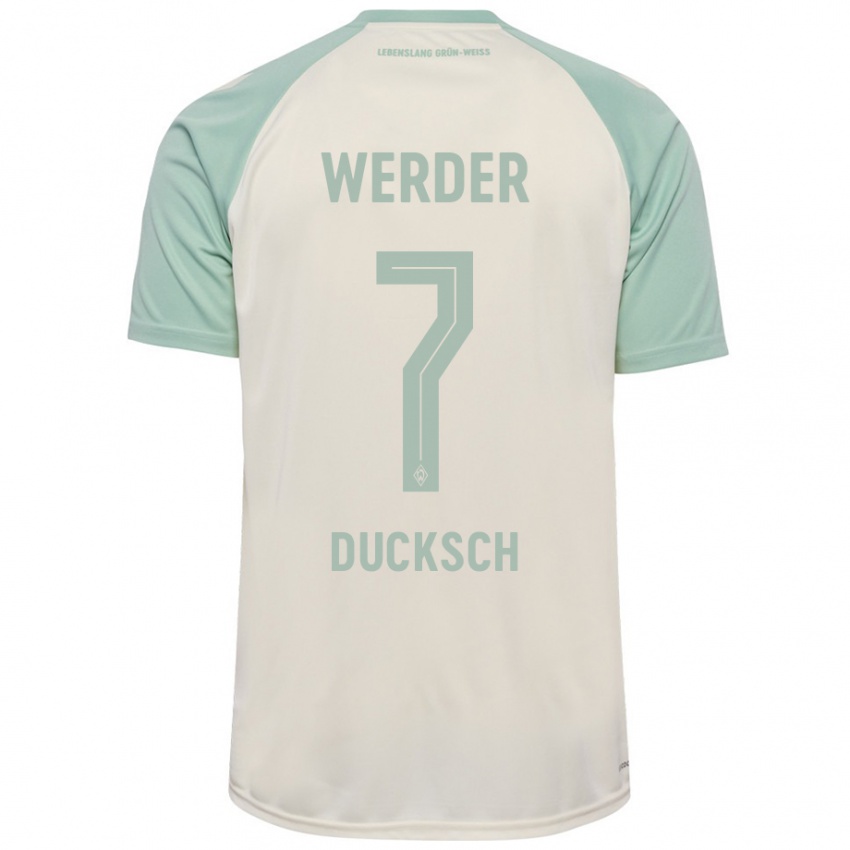 Kinder Marvin Ducksch #7 Cremeweiß Hellgrün Auswärtstrikot Trikot 2024/25 T-Shirt Österreich