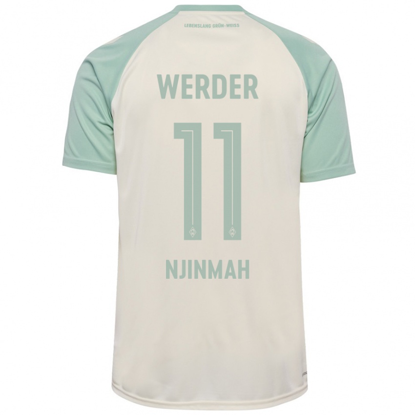 Kinder Justin Njinmah #11 Cremeweiß Hellgrün Auswärtstrikot Trikot 2024/25 T-Shirt Österreich