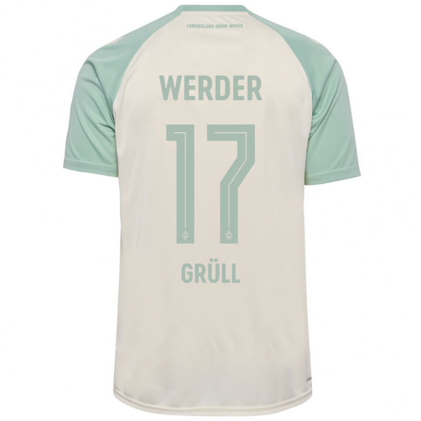 Kinder Marco Grüll #17 Cremeweiß Hellgrün Auswärtstrikot Trikot 2024/25 T-Shirt Österreich