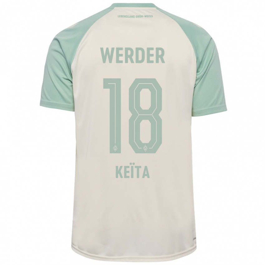 Kinder Naby Keïta #18 Cremeweiß Hellgrün Auswärtstrikot Trikot 2024/25 T-Shirt Österreich