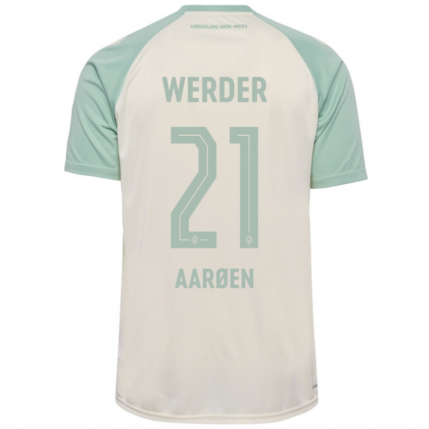 Kinder Isak Hansen-Aaröen #21 Cremeweiß Hellgrün Auswärtstrikot Trikot 2024/25 T-Shirt Österreich