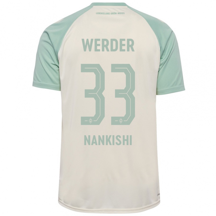 Kinder Abdenego Nankishi #33 Cremeweiß Hellgrün Auswärtstrikot Trikot 2024/25 T-Shirt Österreich