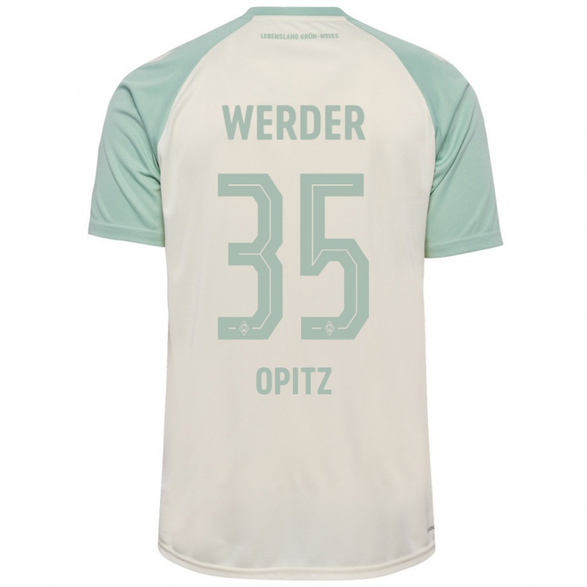 Kinder Leon Opitz #35 Cremeweiß Hellgrün Auswärtstrikot Trikot 2024/25 T-Shirt Österreich