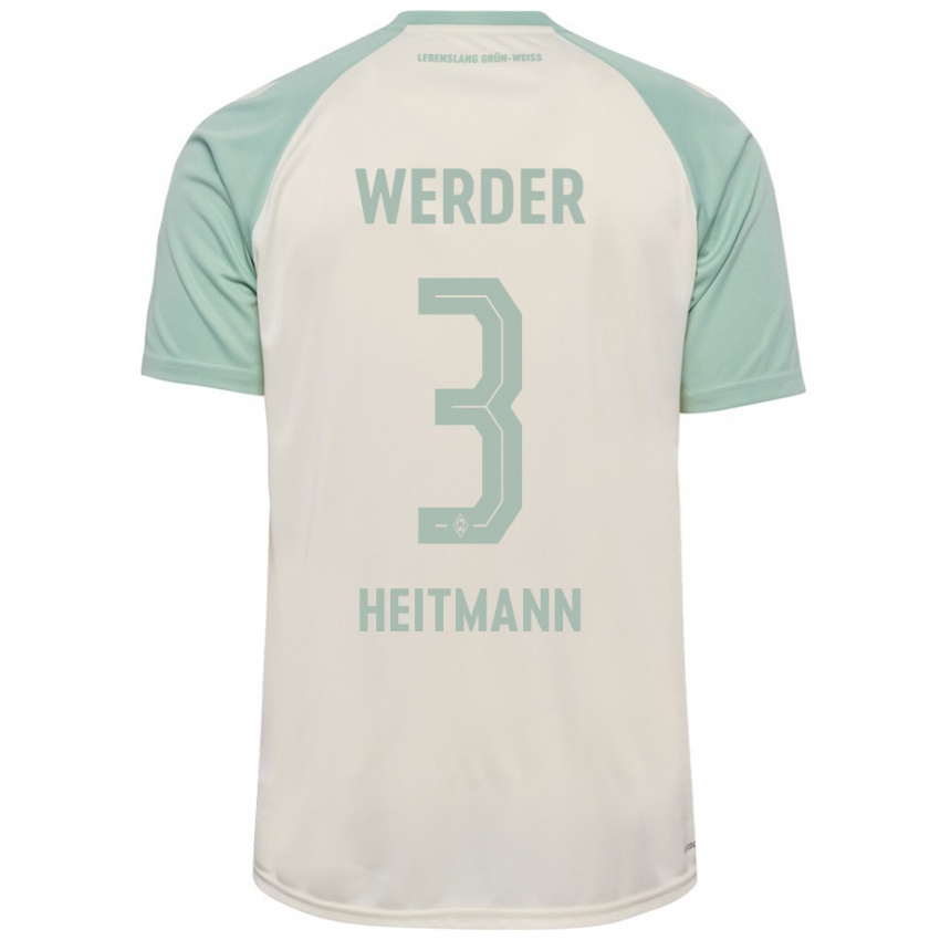 Kinder Mats Heitmann #3 Cremeweiß Hellgrün Auswärtstrikot Trikot 2024/25 T-Shirt Österreich