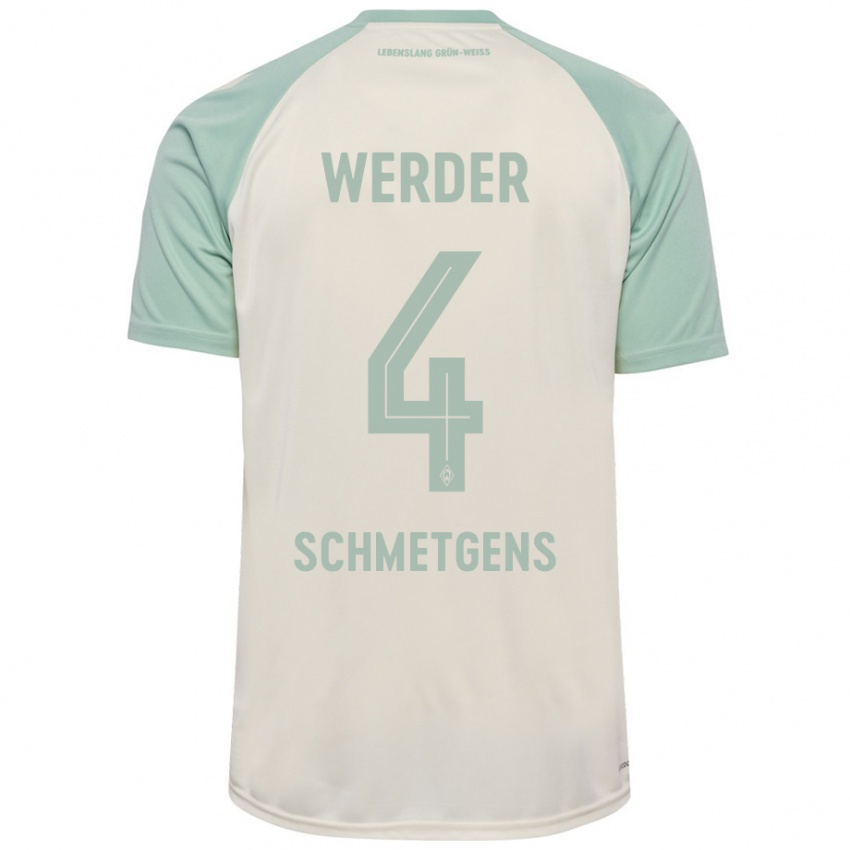 Kinder Mick Schmetgens #4 Cremeweiß Hellgrün Auswärtstrikot Trikot 2024/25 T-Shirt Österreich