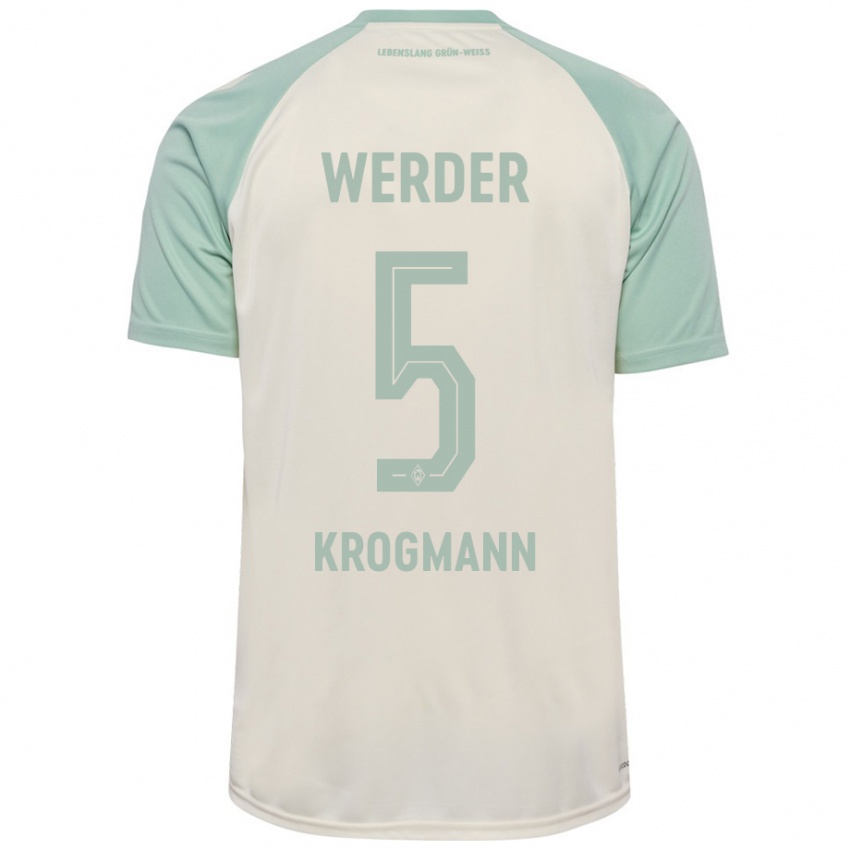 Kinder Avid Krogmann #5 Cremeweiß Hellgrün Auswärtstrikot Trikot 2024/25 T-Shirt Österreich