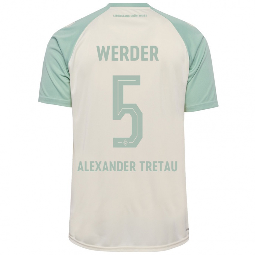 Kinder Hans Alexander Tretau #5 Cremeweiß Hellgrün Auswärtstrikot Trikot 2024/25 T-Shirt Österreich