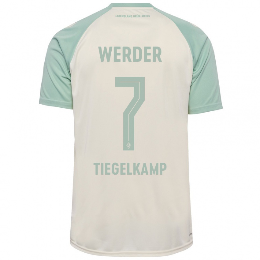 Kinder Maximilian Tiegelkamp #7 Cremeweiß Hellgrün Auswärtstrikot Trikot 2024/25 T-Shirt Österreich