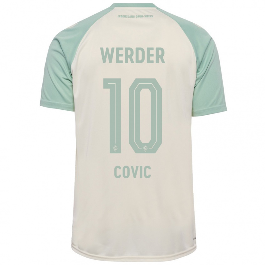 Kinder Patrice Covic #10 Cremeweiß Hellgrün Auswärtstrikot Trikot 2024/25 T-Shirt Österreich