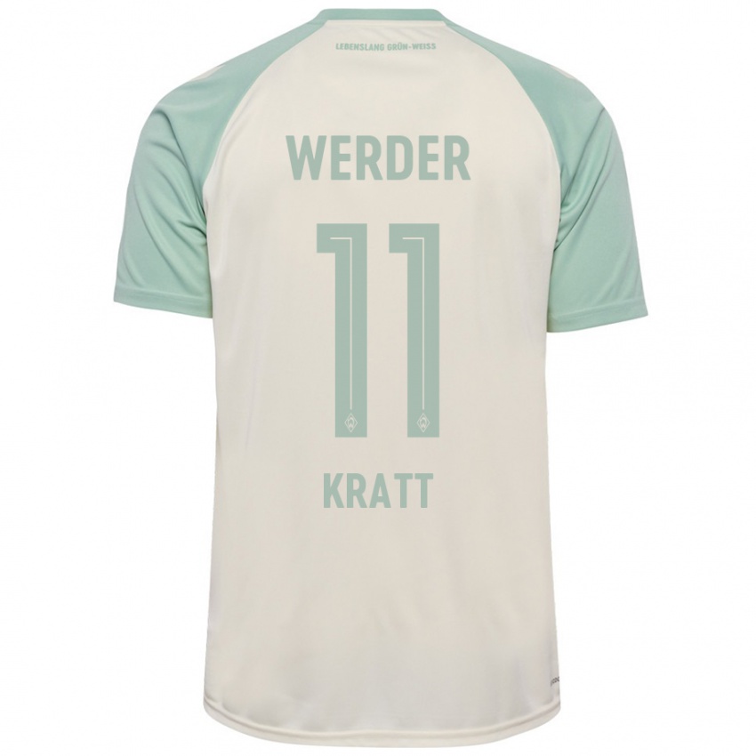 Kinder Ronan Kratt #11 Cremeweiß Hellgrün Auswärtstrikot Trikot 2024/25 T-Shirt Österreich